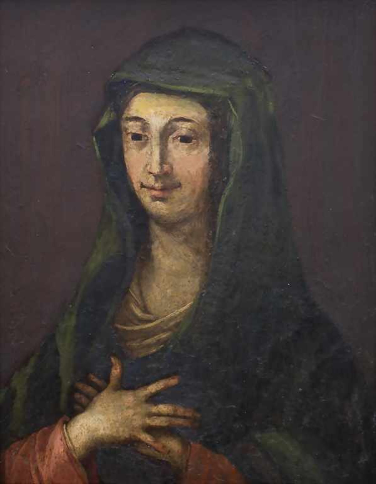Unbekannter Künstler, 'Maria', 17./18. Jh. Technik: Öl auf Kupferplatte, gerahmt, Signatur: