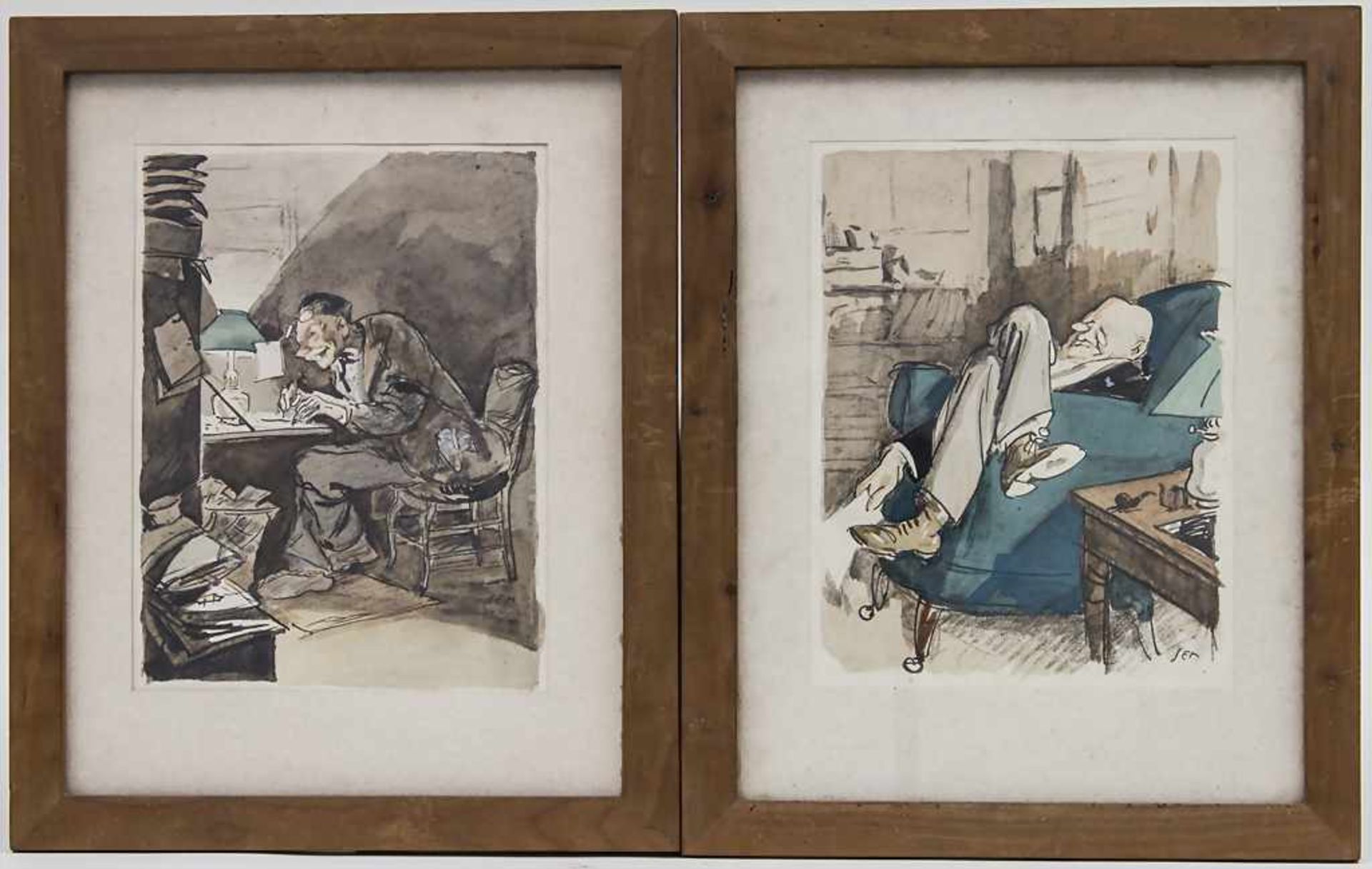 Georges Gursat (1863-1934), Paar Karikaturen / A pair of caricatures Technik: Aquarell auf Papier,