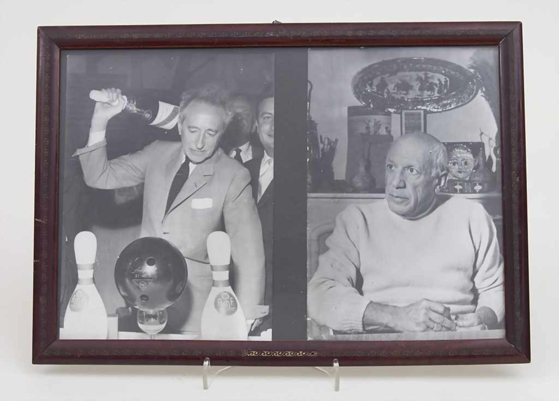 s/w Fotos Jean Cocteau und Pablo Picasso / 2 framed pictures of Cocteau and Picasso, Frankreich,