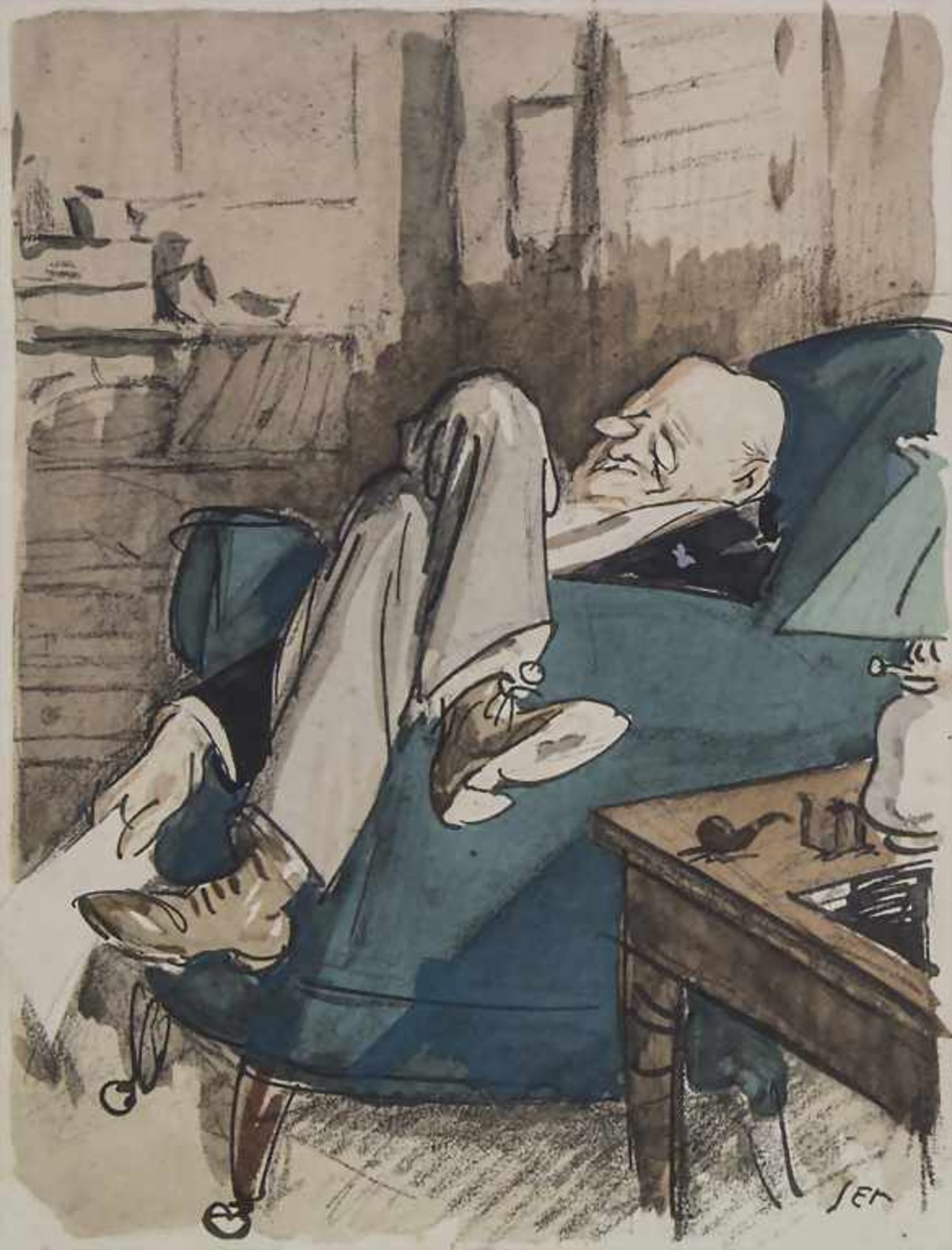 Georges Gursat (1863-1934), Paar Karikaturen / A pair of caricatures Technik: Aquarell auf Papier, - Bild 3 aus 3