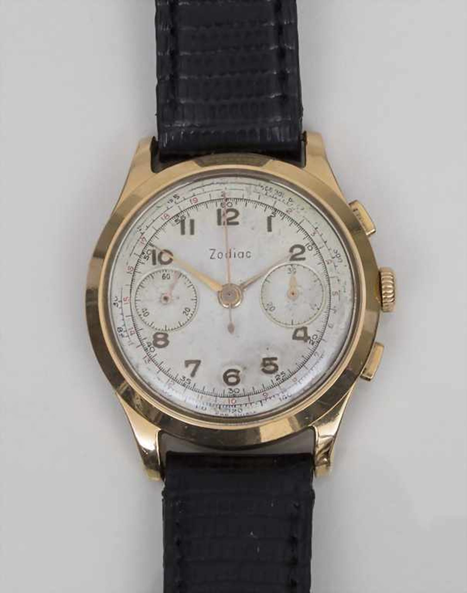 HAU Zodiac, Chronograph, Schweiz/Swiss, um 1950 Gehäuse: Gold 18 Kt 750/000 gepunzt,Werk: