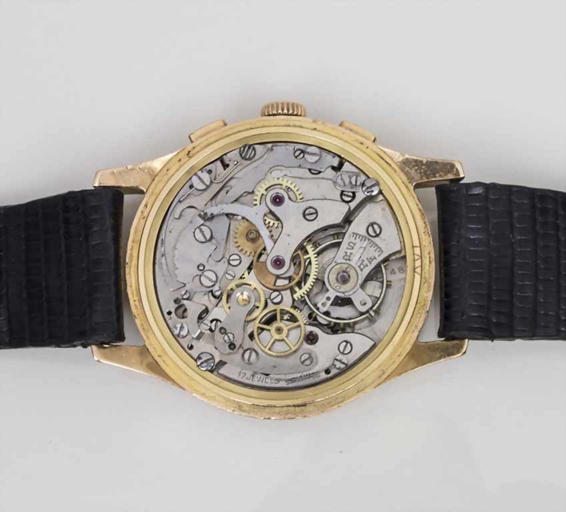HAU Zodiac, Chronograph, Schweiz/Swiss, um 1950 Gehäuse: Gold 18 Kt 750/000 gepunzt,Werk: - Bild 2 aus 2