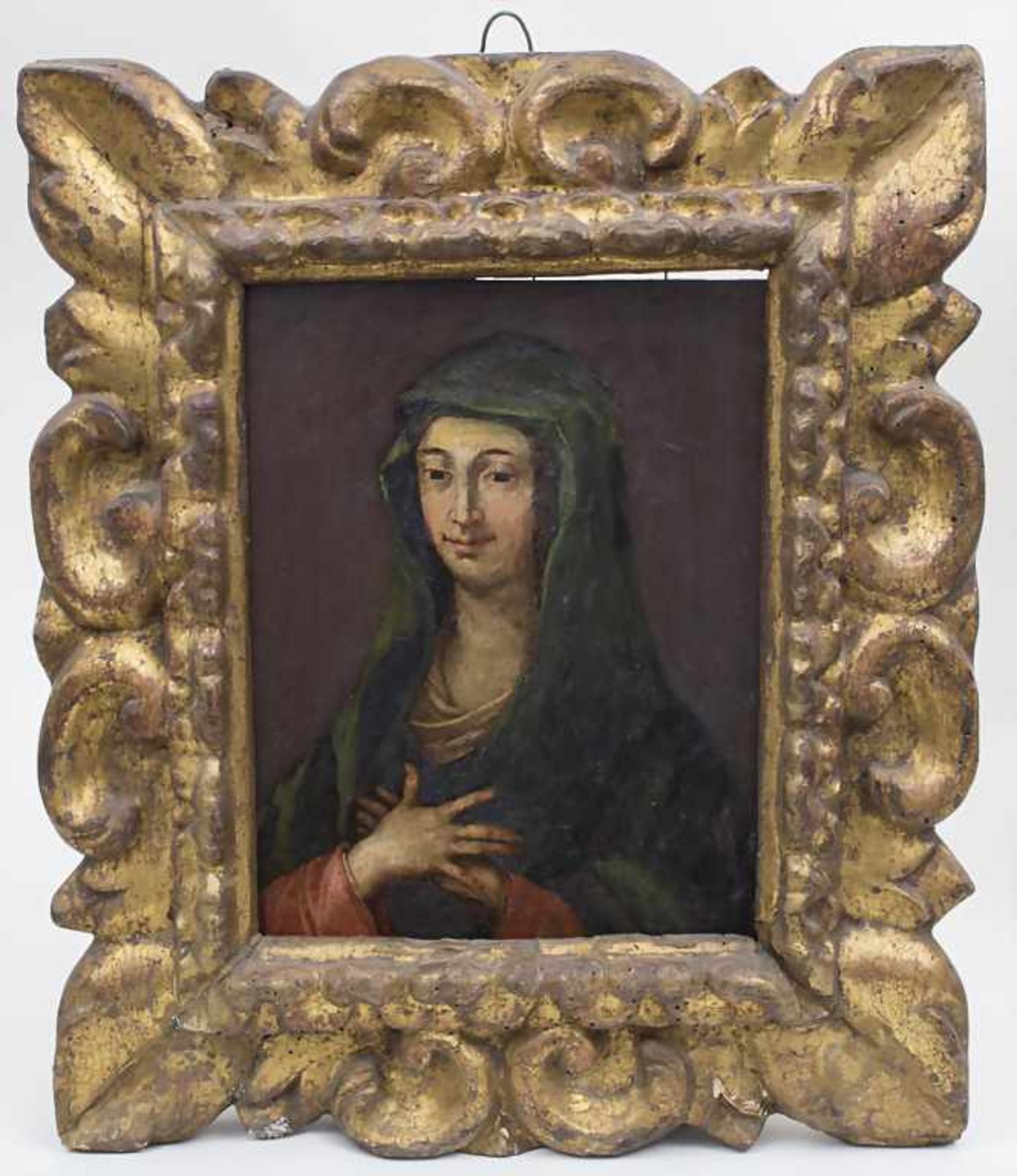 Unbekannter Künstler, 'Maria', 17./18. Jh. Technik: Öl auf Kupferplatte, gerahmt, Signatur: - Bild 2 aus 2