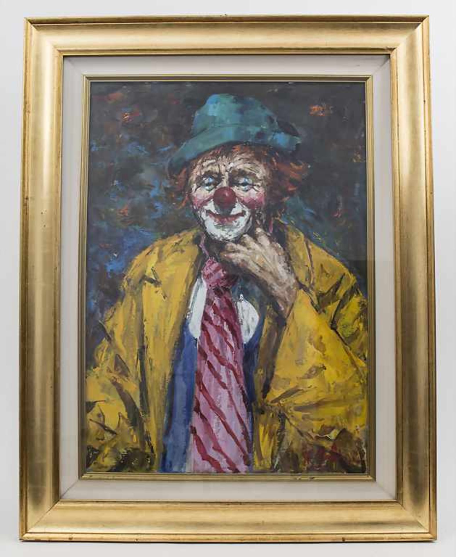 Undeutlich signierender Künstler (20. Jh.), 'Clown' Technik: Öl auf Leinwand, gerahmt, hinter - Bild 2 aus 5
