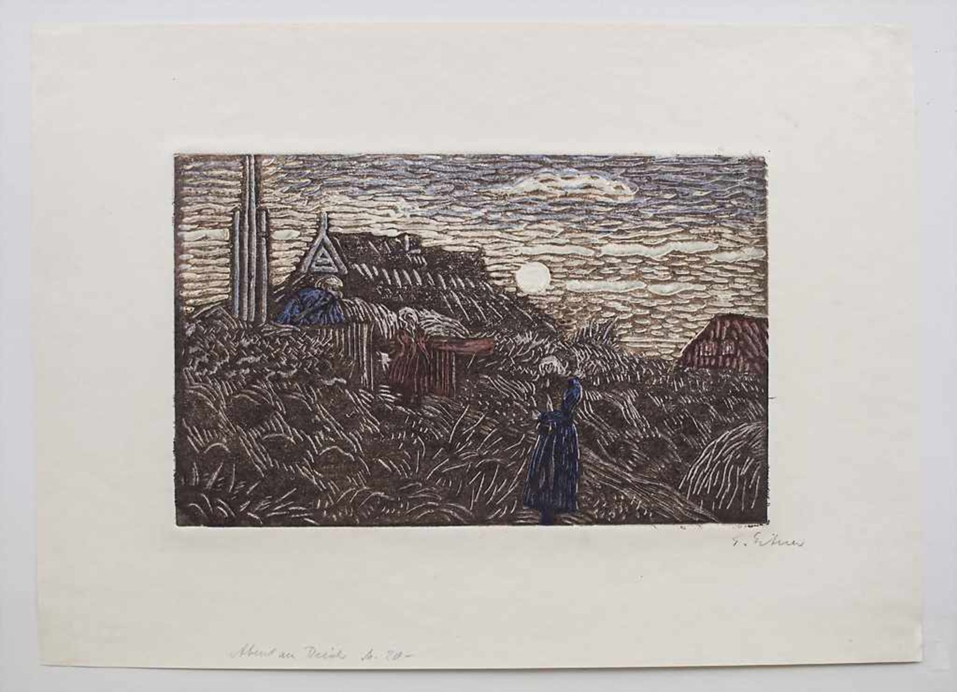 Ernst Eitner (1867-1955), 'Abend am Deich' / 'Evening by the dike' Technik: Farbradierung auf - Bild 2 aus 2