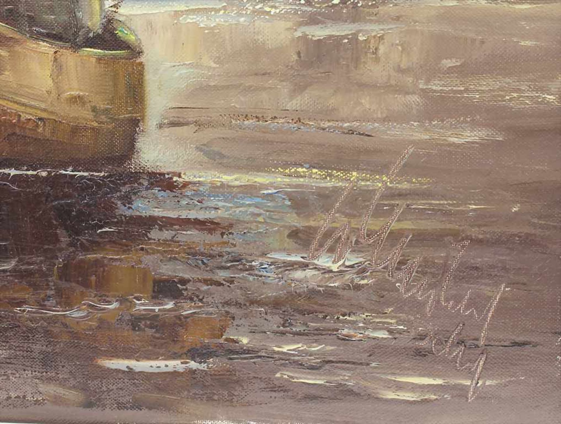Walter Schubert (*1899-?), 'Fischerboote im Sonnenuntergang' / 'Fisherboats at sunset' Technik: Öl - Bild 3 aus 4