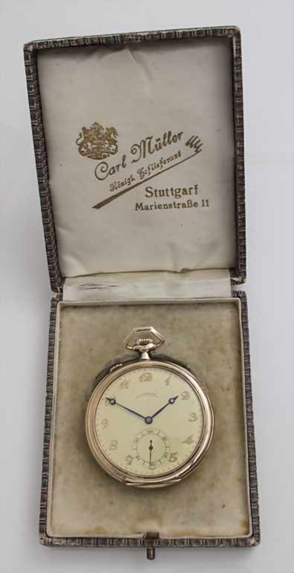 Offene Herrentaschenuhr / A pocket watch, J. Assmann, Glashütte in Sachsen, um 1915 Gehäuse: Gold 14 - Bild 5 aus 5