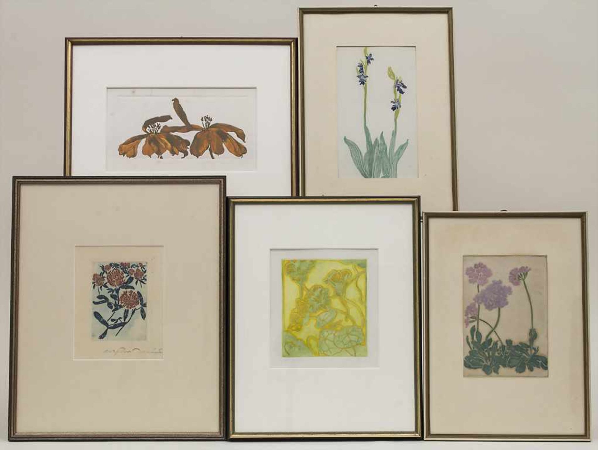 Arthur Illies (1870-1952/53), 5 Radierungen 'Blumen' / 5 Etchings 'Flowers' Technik: Farbradierungen