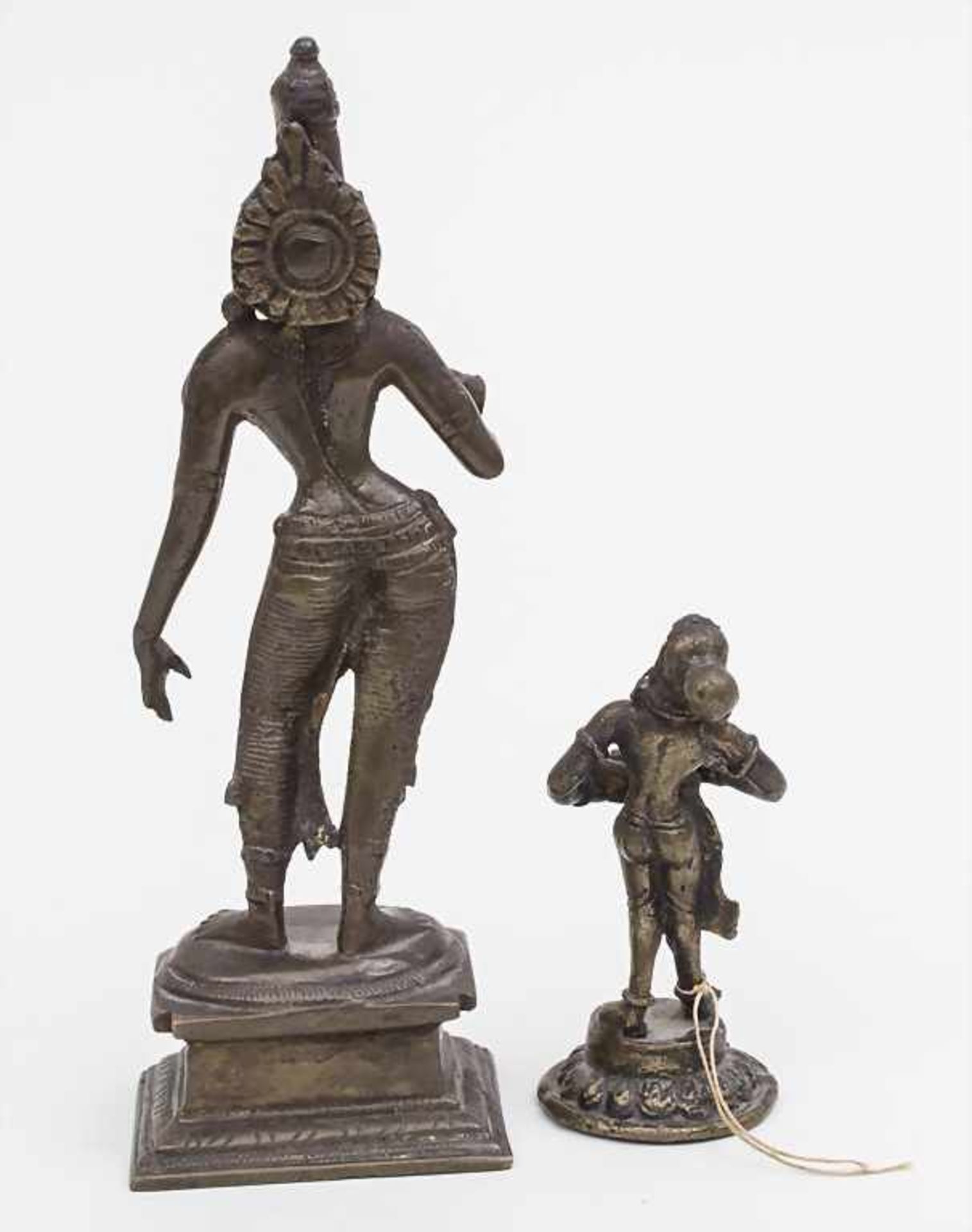 2 hinduistische Gottheiten / 2 Hindu deities, Indien, 19./20. Jh. Material: Bronze, mit - Bild 2 aus 2
