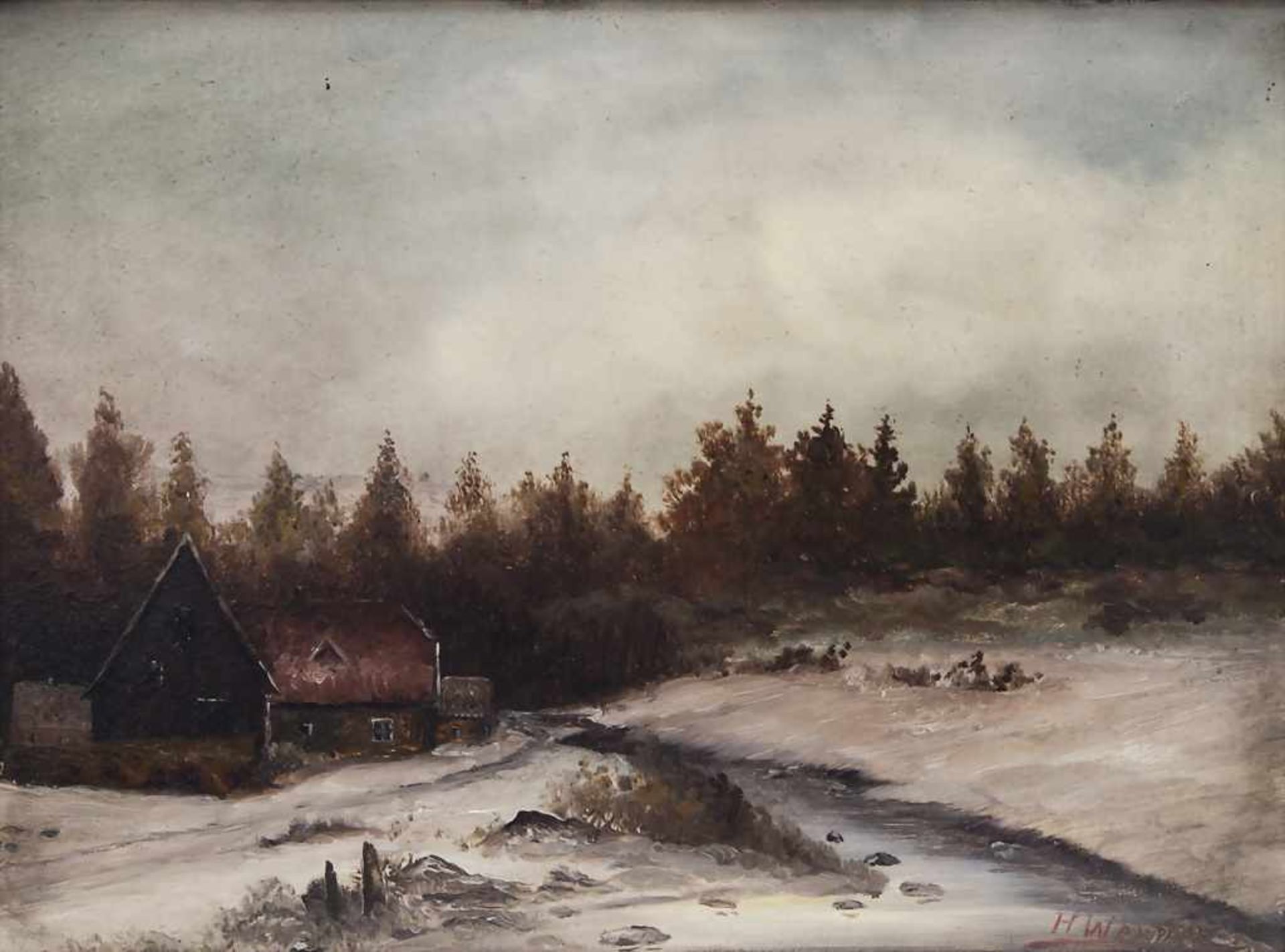 H. Werner (19. Jh.), 'Winterlandschaft' / 'A winter landscape' Technik: Öl auf Karton, gerahmt,