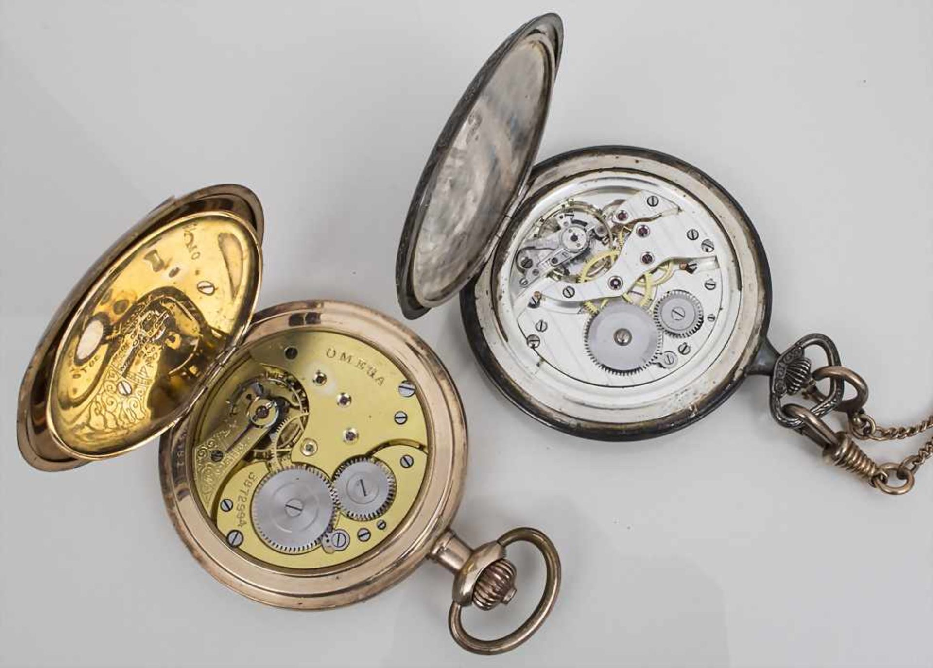 2 Savonettes Omega und Corgemont / 2 pocket watches Omega and Gorgemont, um 1920 Omega: - Bild 2 aus 2