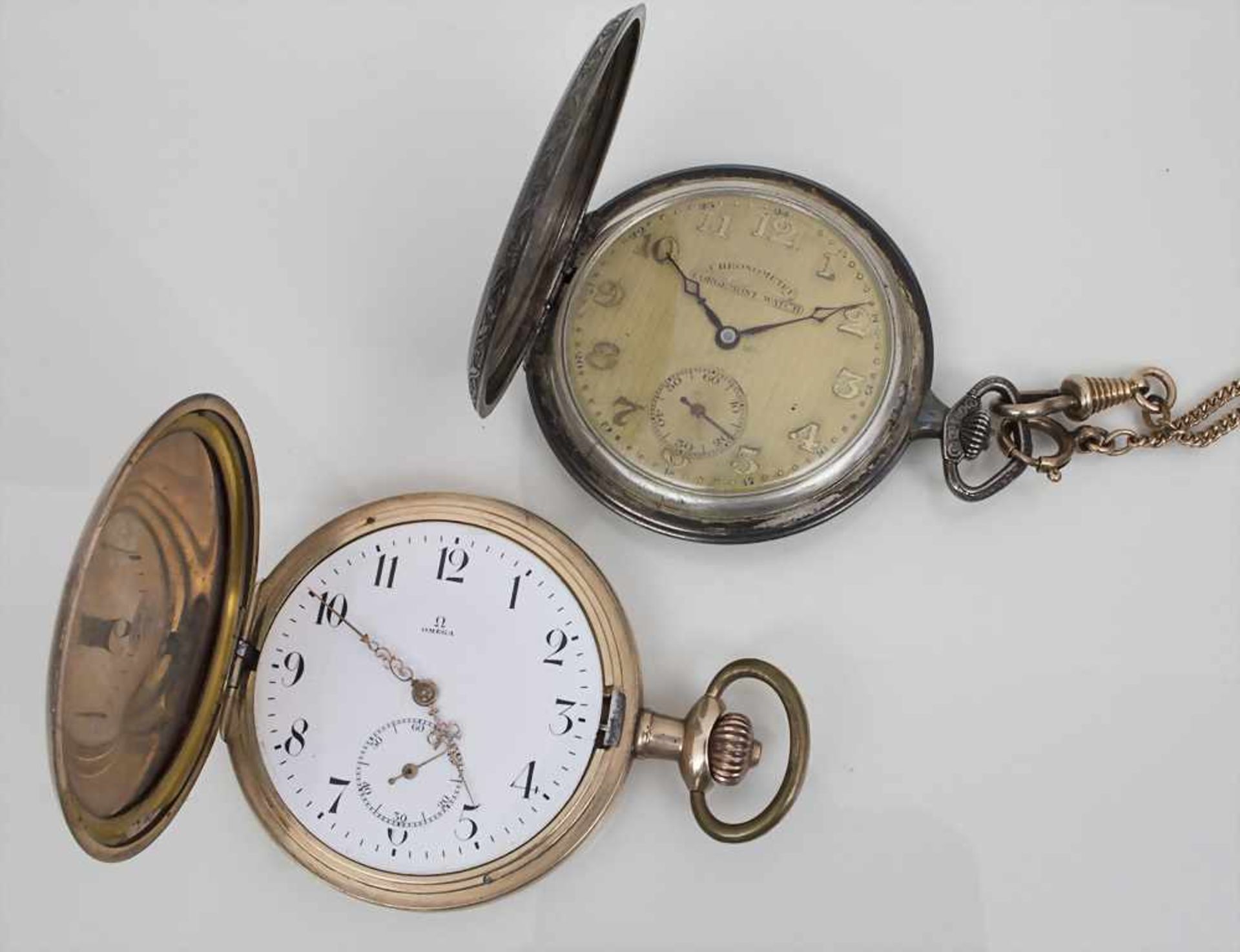 2 Savonettes Omega und Corgemont / 2 pocket watches Omega and Gorgemont, um 1920 Omega: