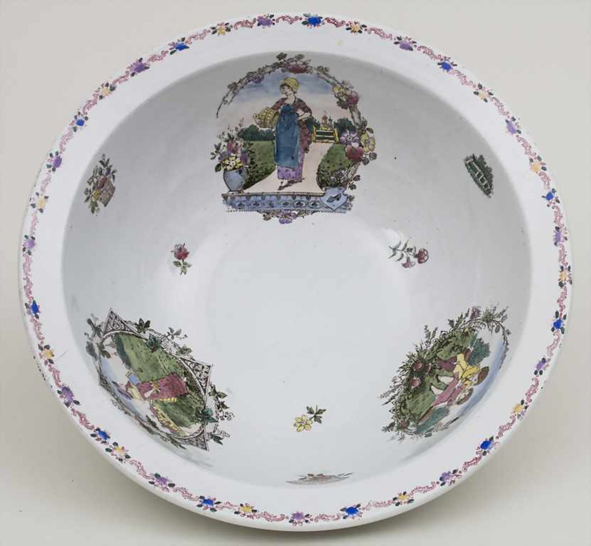 Waschschüssel mit den Lebenszyklen eines Mädchens / A wash bowl depicting the periods of life of a - Bild 2 aus 3