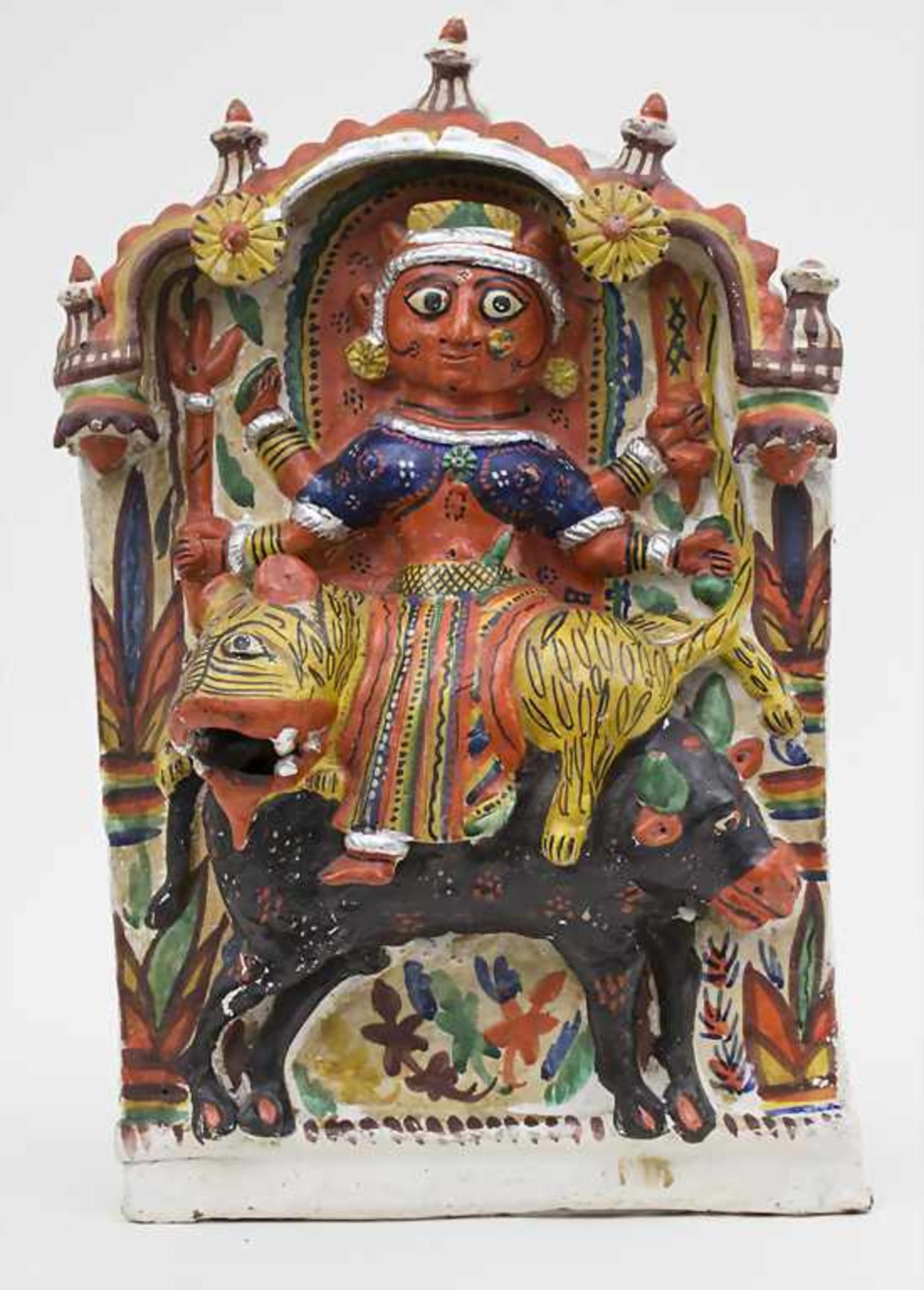 Tonrelief hinduistische Göttin / A clay relief Hindu goddess, Indien, 20. Jh. Material: Ton,