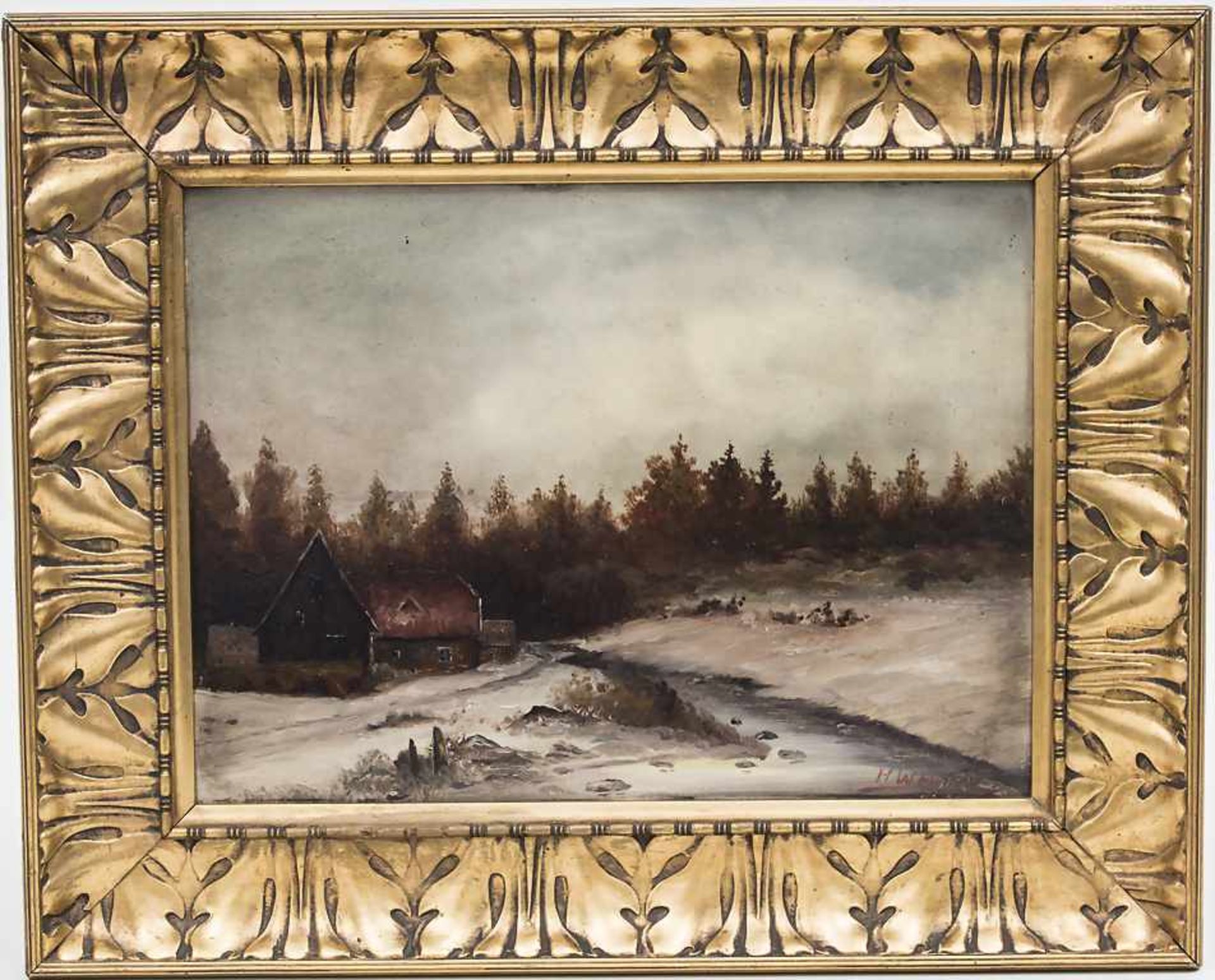 H. Werner (19. Jh.), 'Winterlandschaft' / 'A winter landscape' Technik: Öl auf Karton, gerahmt, - Bild 3 aus 3