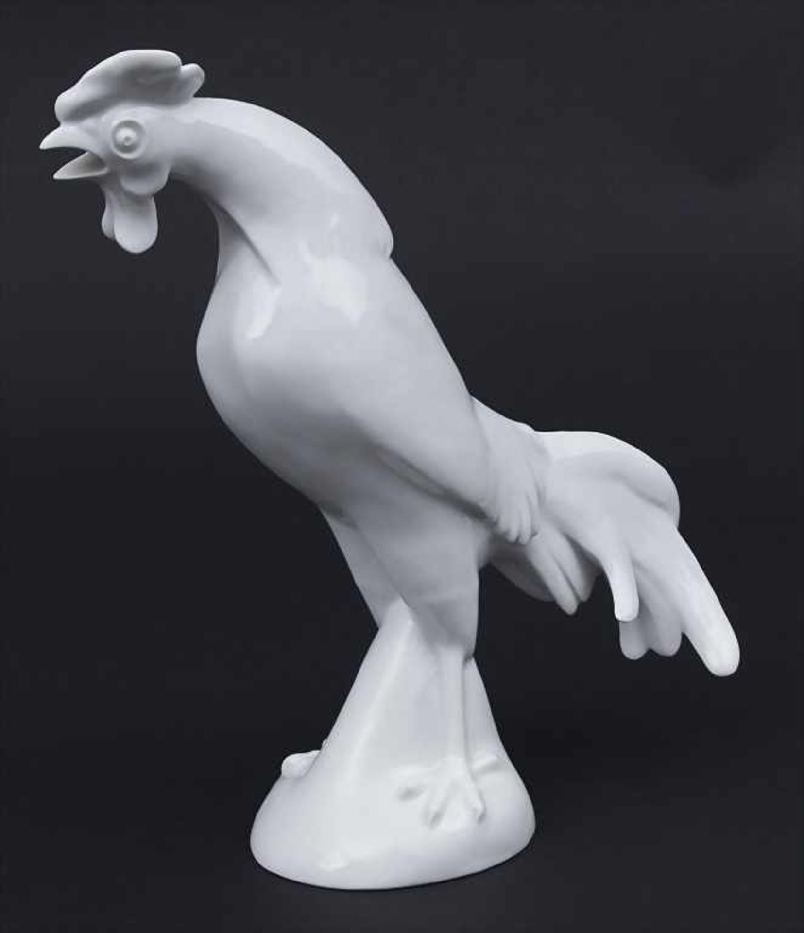 Krähender Hahn / A crowing cockerel, Meissen, um 1961/62 Material: Porzellan, weiß, glasiert, - Bild 2 aus 3