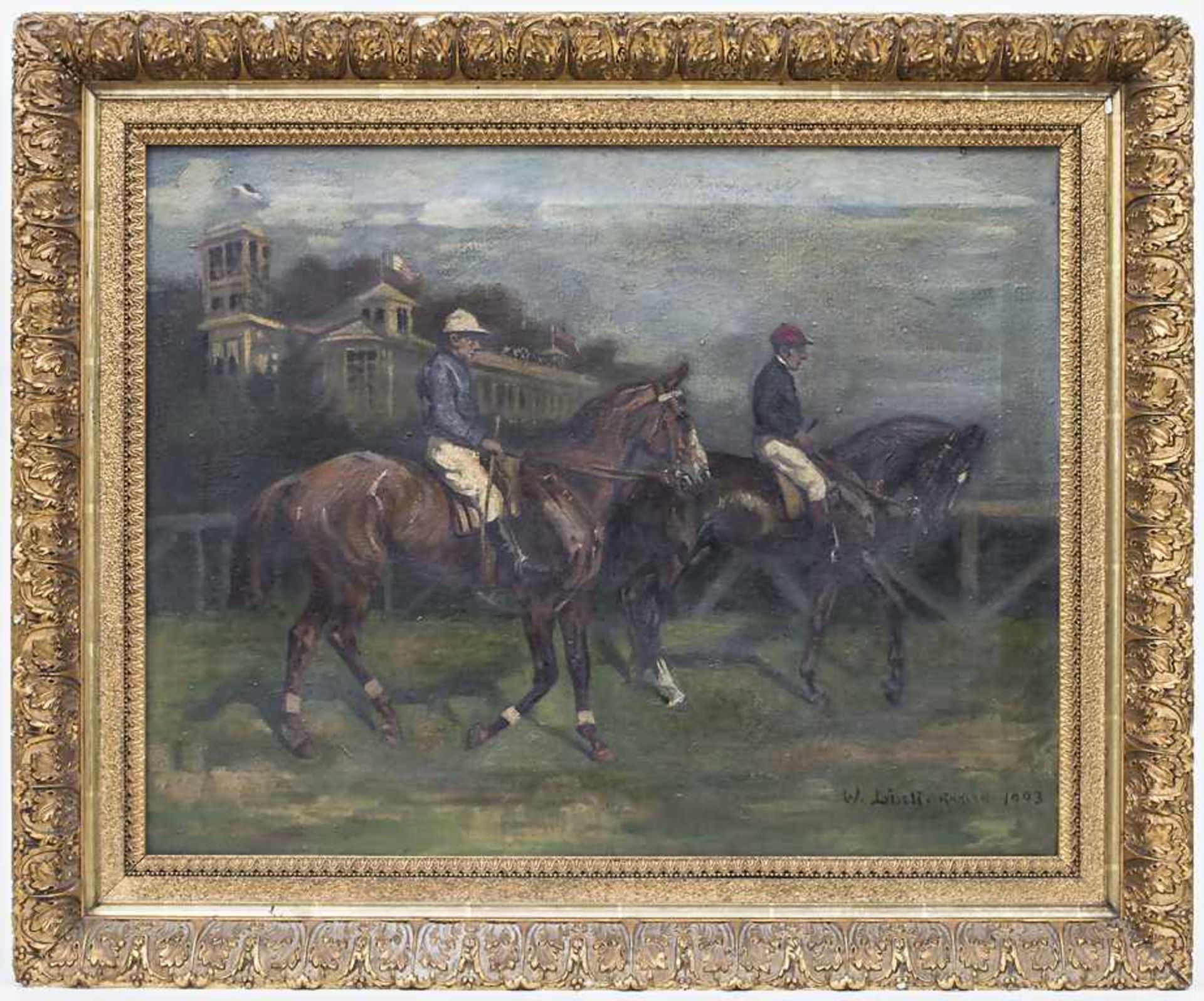 Wilhelm Link (1877-1959), 'Jockeys zu Pferd' / 'Jockeys on horses' Technik: Öl auf Leinwand, - Bild 3 aus 3