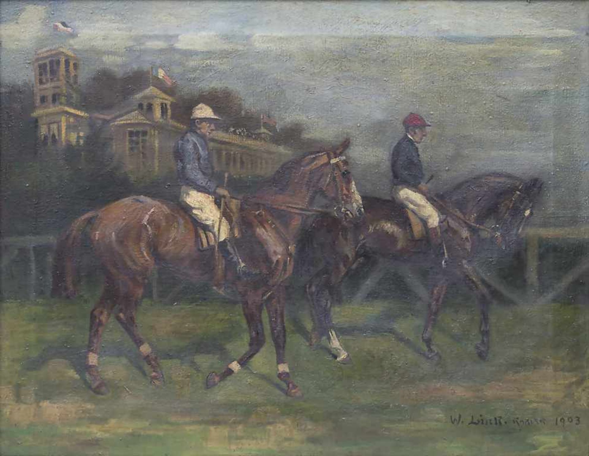 Wilhelm Link (1877-1959), 'Jockeys zu Pferd' / 'Jockeys on horses' Technik: Öl auf Leinwand,