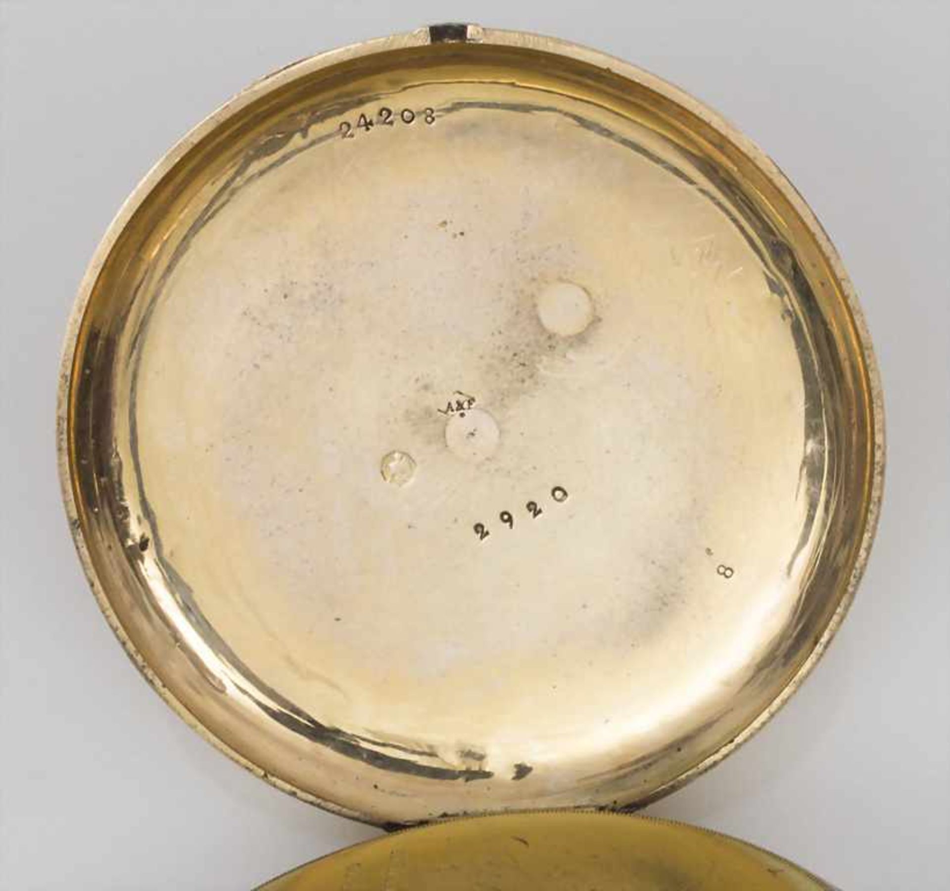 Offene Herrentaschenuhr ¼ Std.-Repetition, Schweiz/Swiss, um 1820 Gehäuse: Gold 18 Kt 750/000, - Bild 4 aus 4