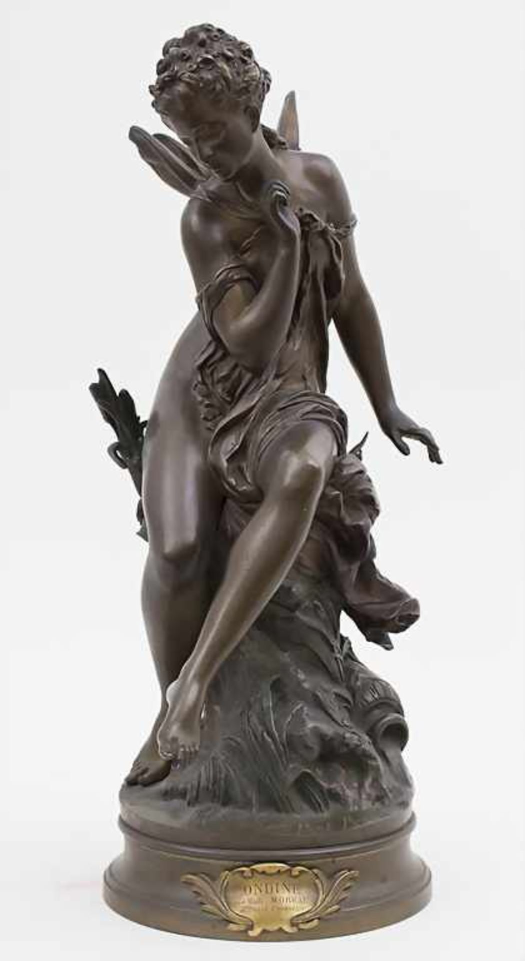 Mathurin Moreau (1822-1912), 'Ondine' Technik: Bronze, patiniert, auf Rundsockel montiert, Signatur: