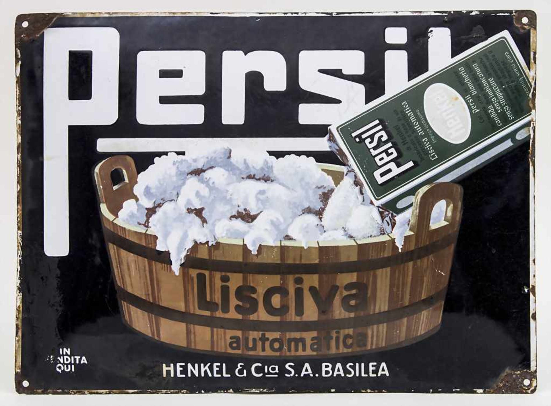Reklame-Emailschild 'Persil' / A promotion sign 'Persil', um 1920 Material: Email auf Eisen,