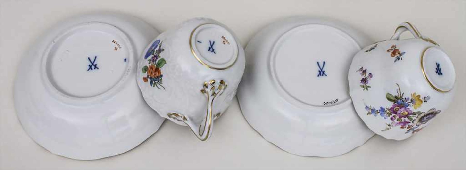 Vierteiliges Konvolut Porzellane mit Blumenmalerei / A 4 piece set of porcelain with flowers, - Image 2 of 3