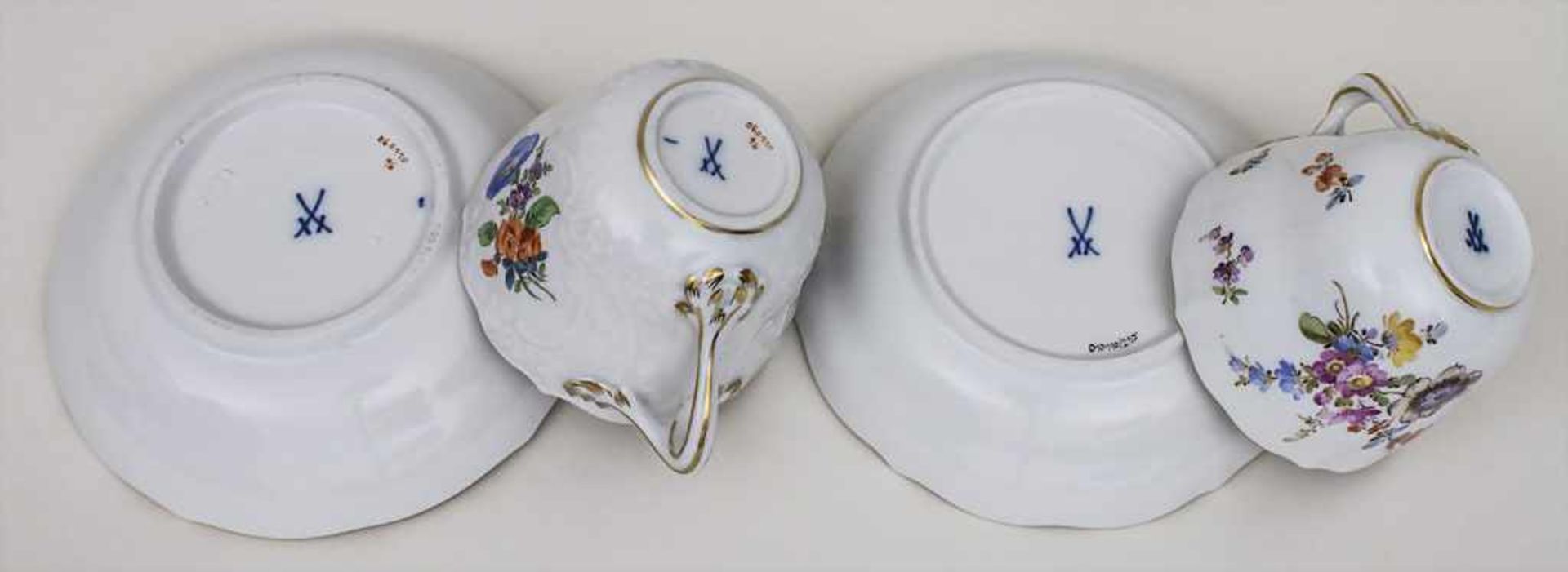 Vierteiliges Konvolut Porzellane mit Blumenmalerei / A 4 piece set of porcelain with flowers, - Bild 2 aus 3