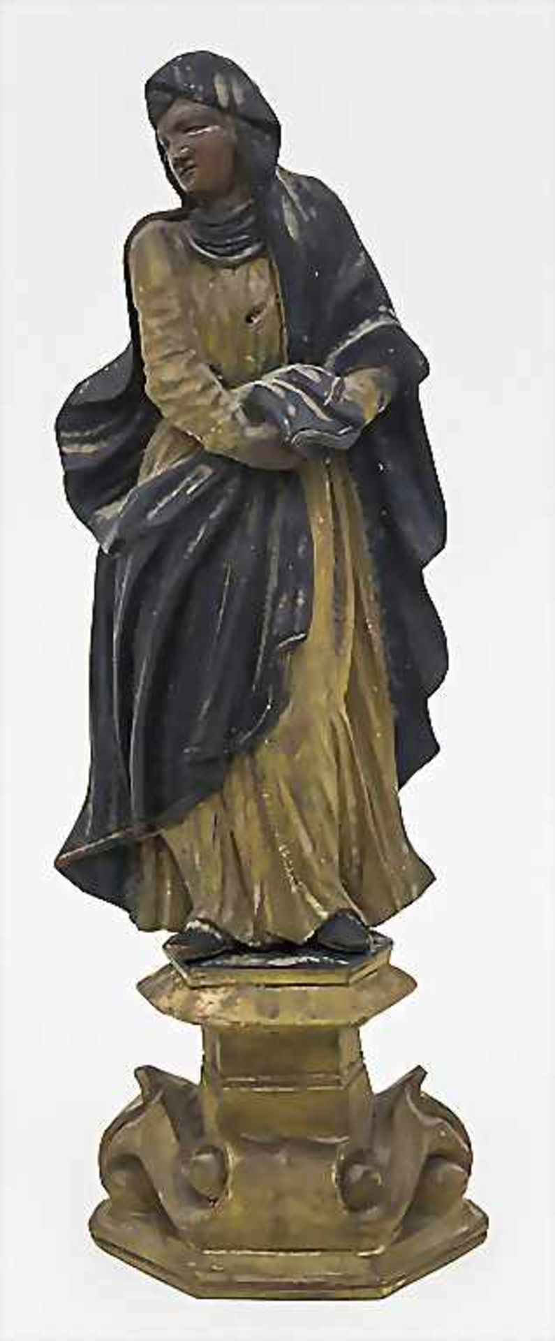 Konsolenfigur 'Maria' / A console figure 'Maria', 19. Jh. Technik: Holz, geschnitzt, farbig gefasst,