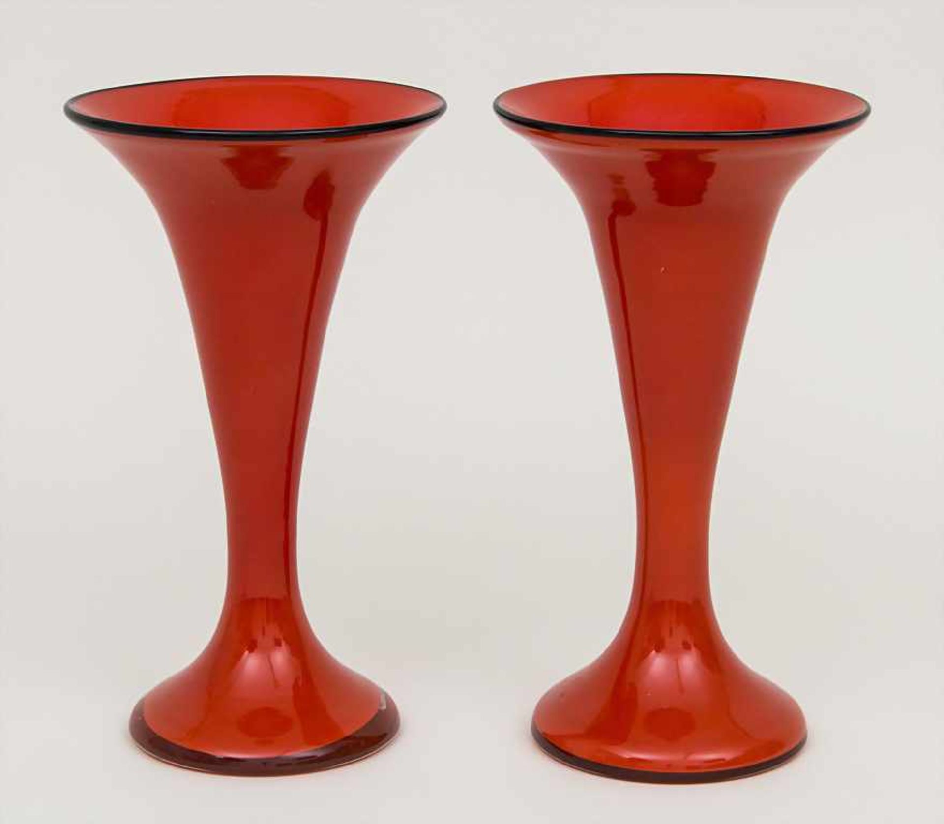 Paar Art Déco Tango Vasen / A pair of Art Deco tango vases, Loetz Witwe, Klostermühle um 1920