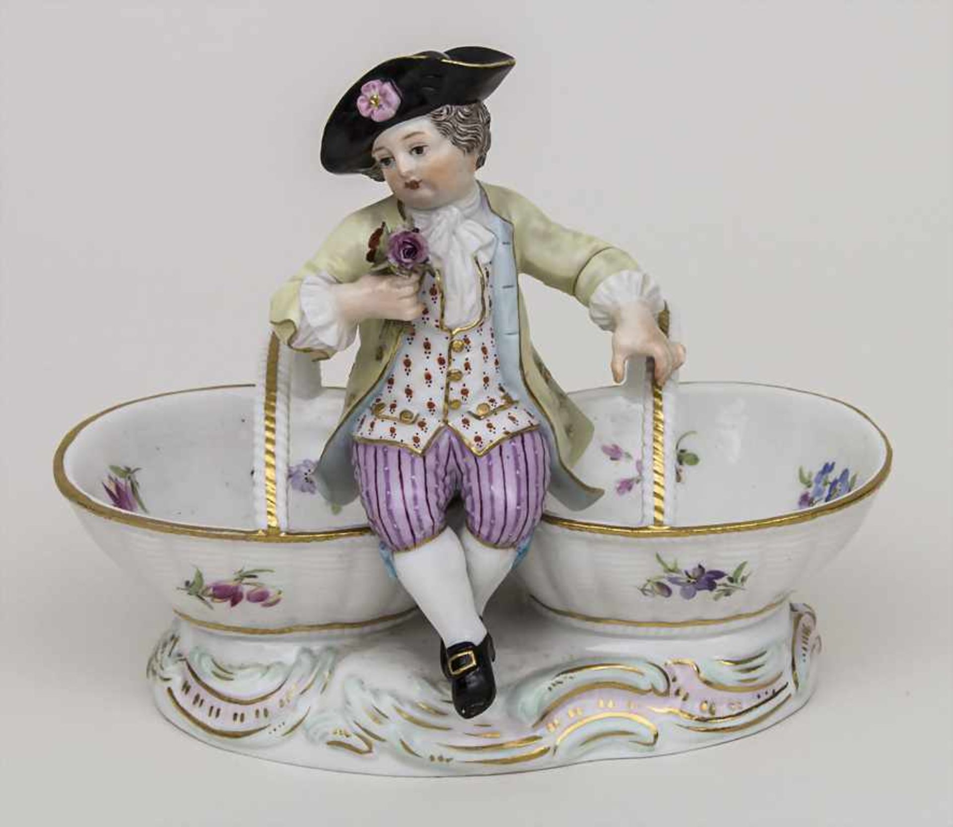 Saliere mit Gärtnerkind 'Knabe mit Blumen' / A pair of salt cellars with a gardener boy', Meissen,