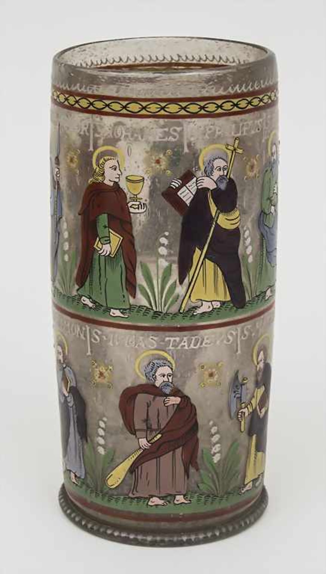 Humpen 'Christus mit 12 Aposteln' / A large beaker 'Christ and 12 apostels', 17./18. Jh. Material: