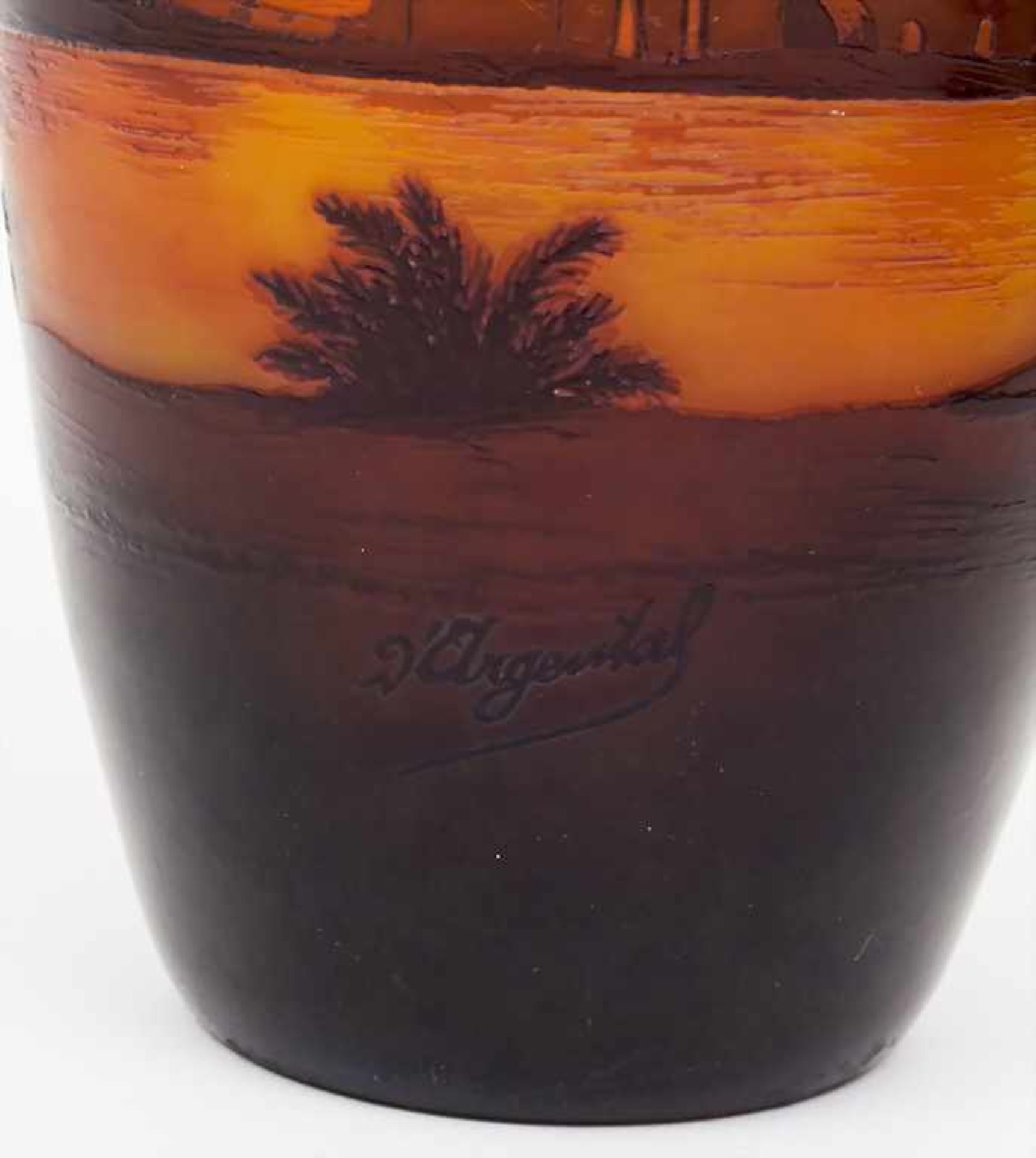 Jugendstil Vase mit Ägyptischer Nillandschaft / An Art Nouveau vase with Egyptian Nile landscape, - Bild 4 aus 5