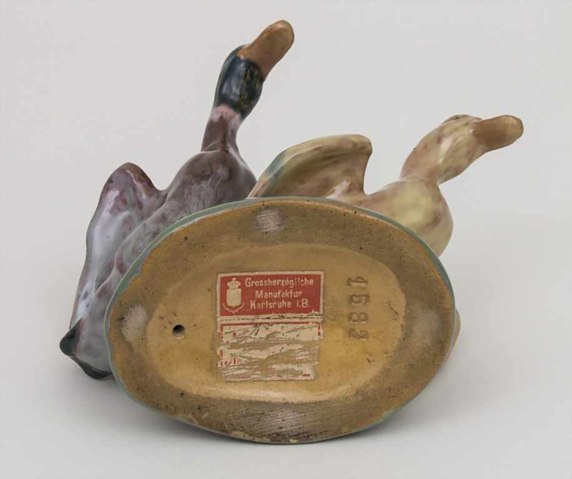 Seltene Jugendstil Tierfigurengruppe '2 Enten'' / A rare Art Nouveau group '2 ducks', Karlsruher - Bild 3 aus 3