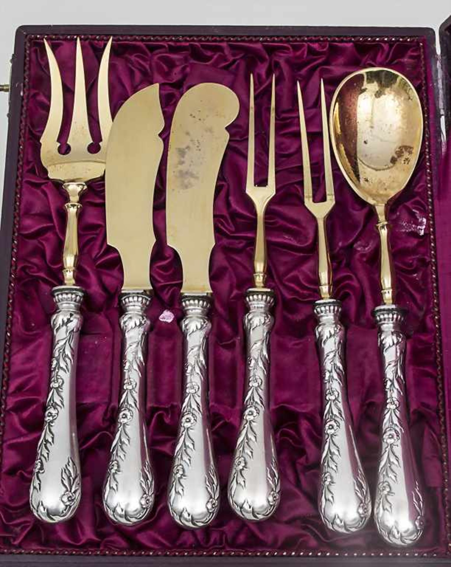 6 teiliges Jugendstil Vorlegebesteck / An Art Nouveau serving set, Wilhelm Binder, Schwäbisch Gmünd,