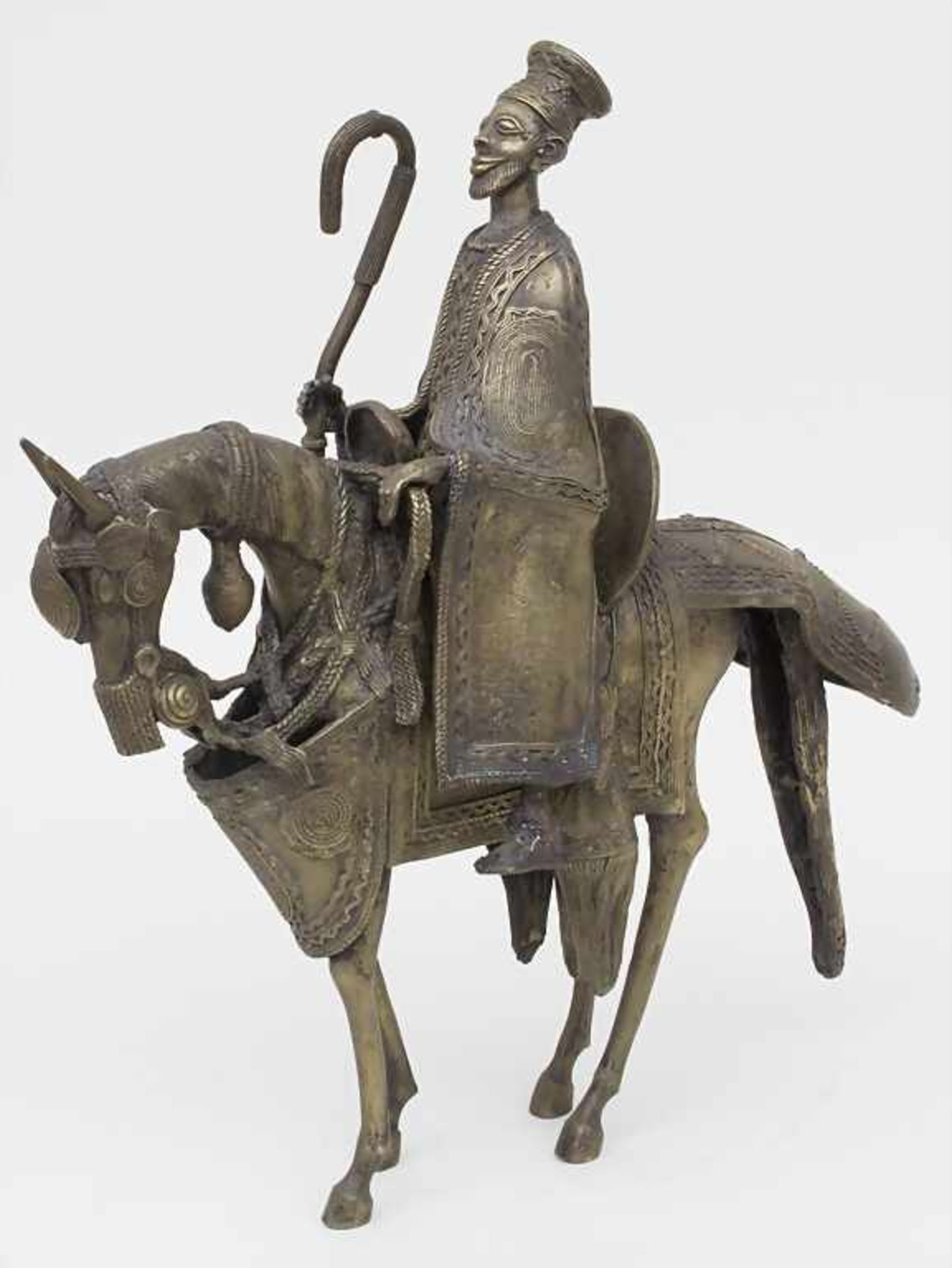 Würdenträger auf Pferd / A Dignitary on the horse, Äthiopien, 20. Jh. Material: Bronze, Höhe: 41 cm,