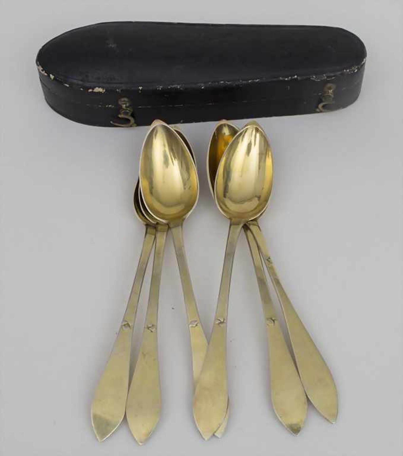 6 Teelöffel / 6 tea spoons, Siegel, Straßburg / Strasbourg, um 1820 Material: Silber 800,