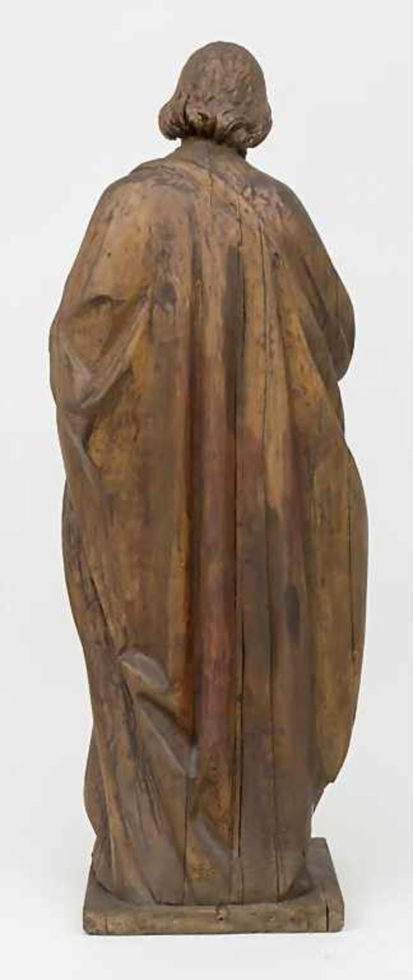 Heiligenfigur / A saint, 19. Jh. Technik: Holz, geschnitzt, lasiert,Höhe: 97 cm, Zustand: gut, - Bild 2 aus 2