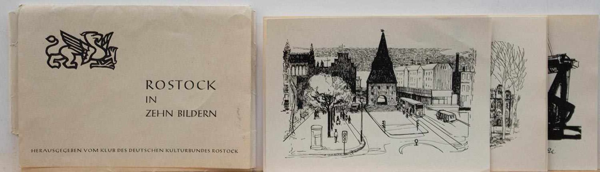 Diverse Künstler "Rostock in zehn Bildern" - Kulturbund Rostock 1960er Jahre, 10 Grafiken in