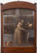 Bilder-/ Fotorahmen um 1890, Nußbaum mit Gemäldereproduktion, 49 x 33 cm