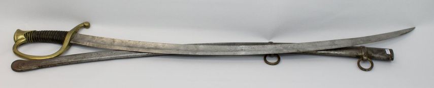 Säbel Französischer Kavalleriesäbel für Mannschaften, Modell 1829, einschneidige gebogene
