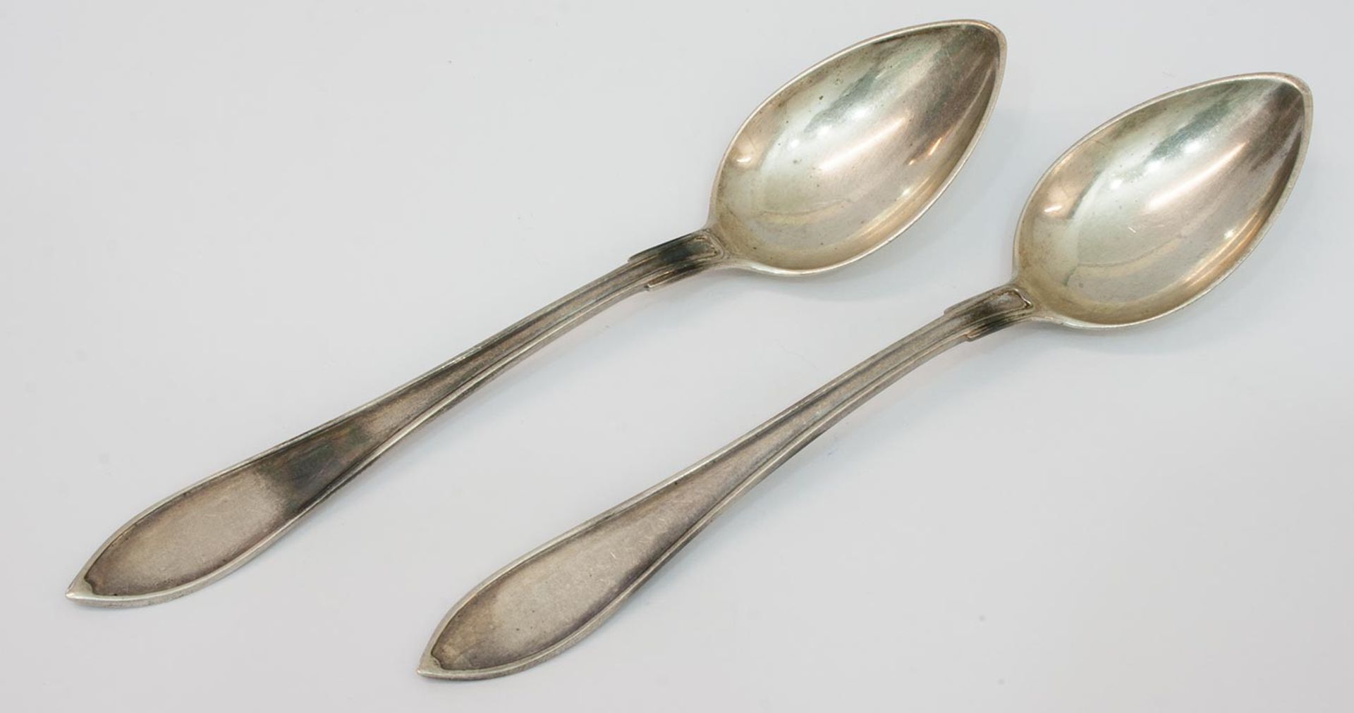 Paar Teelöffel Schweden 1924, 830er Silber mit Meistermarke