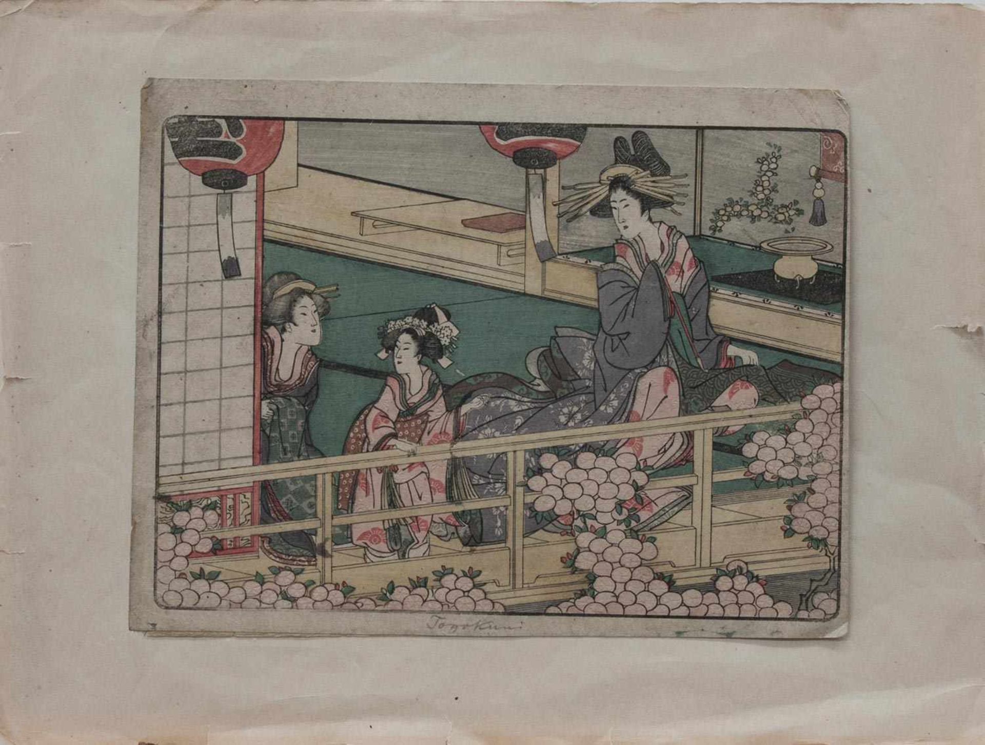 Utagawa Toyokuni II (1777 (?) - 1835 Edo, Meister des japanischen Farbholzschnittes) 3 Frauen im