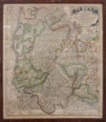 Grenzcolorierte Landkarte "Provincia Brisgoia" (Breisgau), altcolorierter Kupferstich von Johann