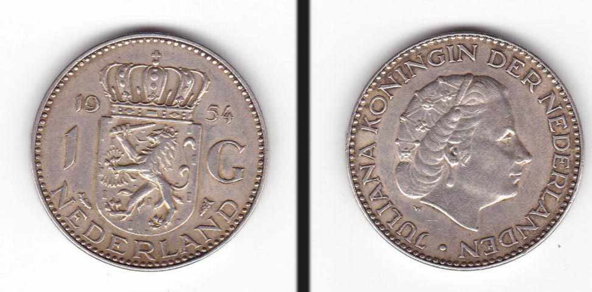 1 Gulden Niederlande 1954, Juliana, Silber