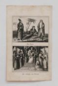 Stahlstich "Die Perser" - "Der Schah von Persien" 2 Stahlstiche auf einem Blatt um 1850, verlegt