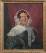 Unbekannt (Portraitmaler um 1830) Damenportrait Öl/ Holz, 67 x 55 cm, ger., unsigniert, laienhafte