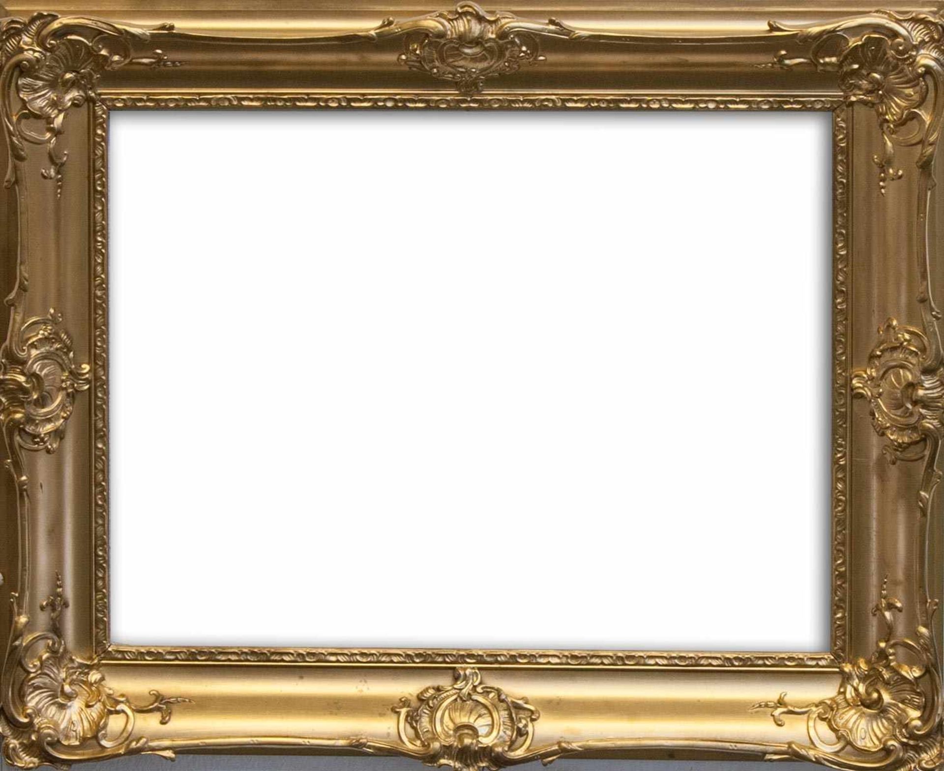 Bilder-/ Spiegelrahmen um 1920er Jahre, Holz/ Stuck, goldfarben gefaßt, Innenmaß: 54 x 70 cm Ein