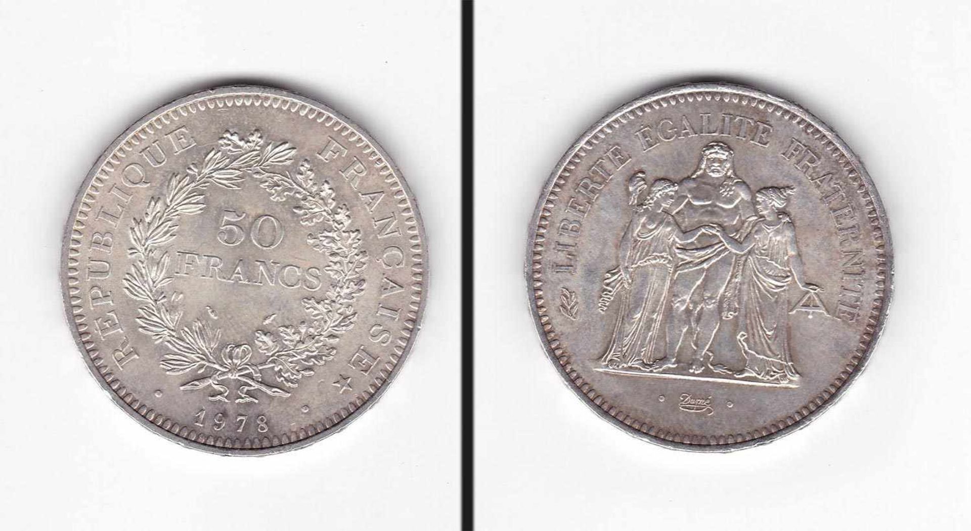 50 Francs Frankreich 1978, Herkulesgruppe, Silber