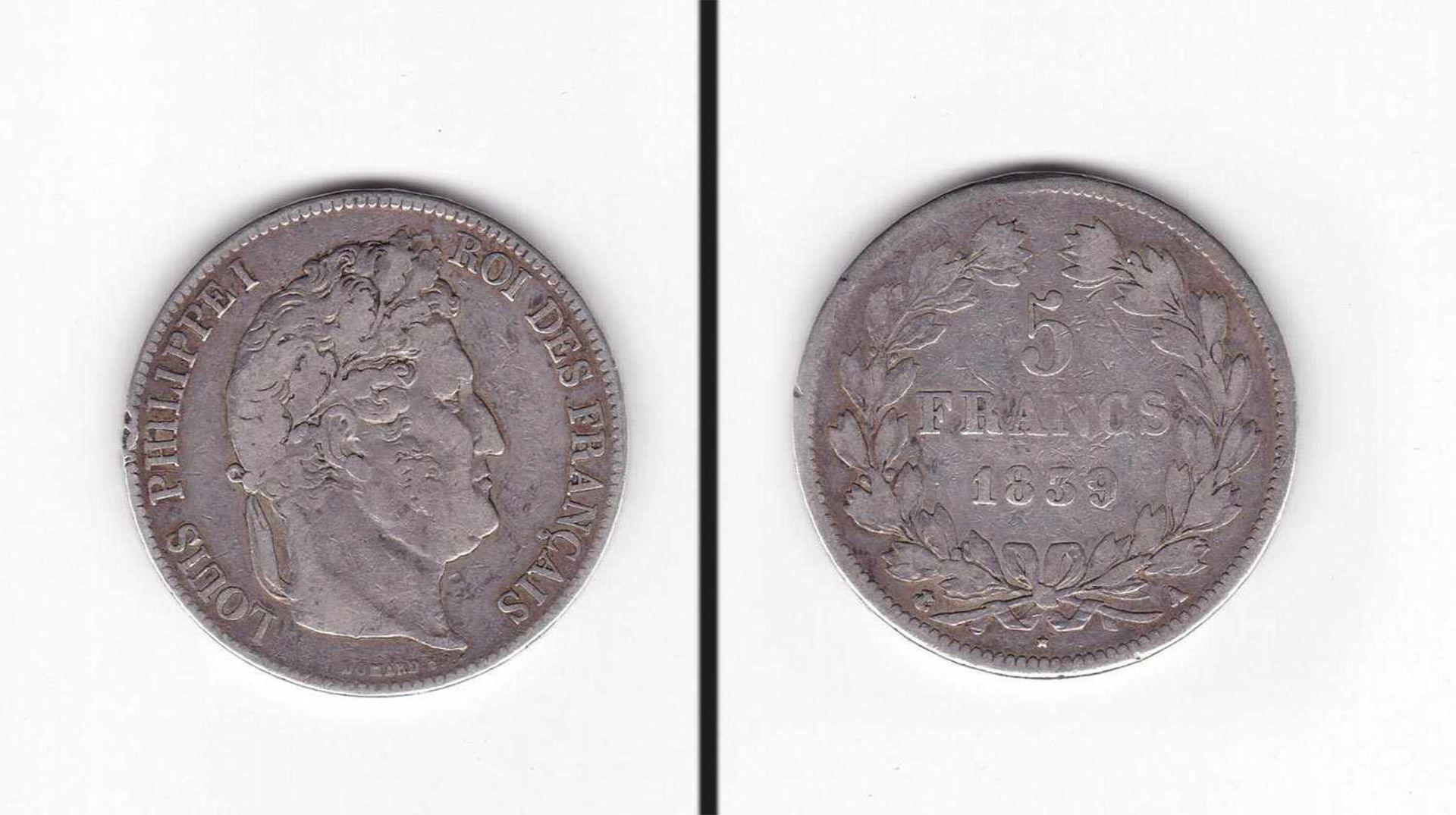 5 Francs Frankreich 1839, Louis Phillipe I., Silber