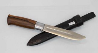 Jagdmesser wohl Skandinavien, einschneidige Klinge mit schön gemasertem Holzgriff, schwarze
